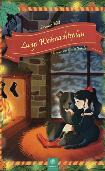 De Tochter des Teufels "Lucy" sitzt mit ihrem dreiköpfigen Hund am offenen Kaminfeuer.